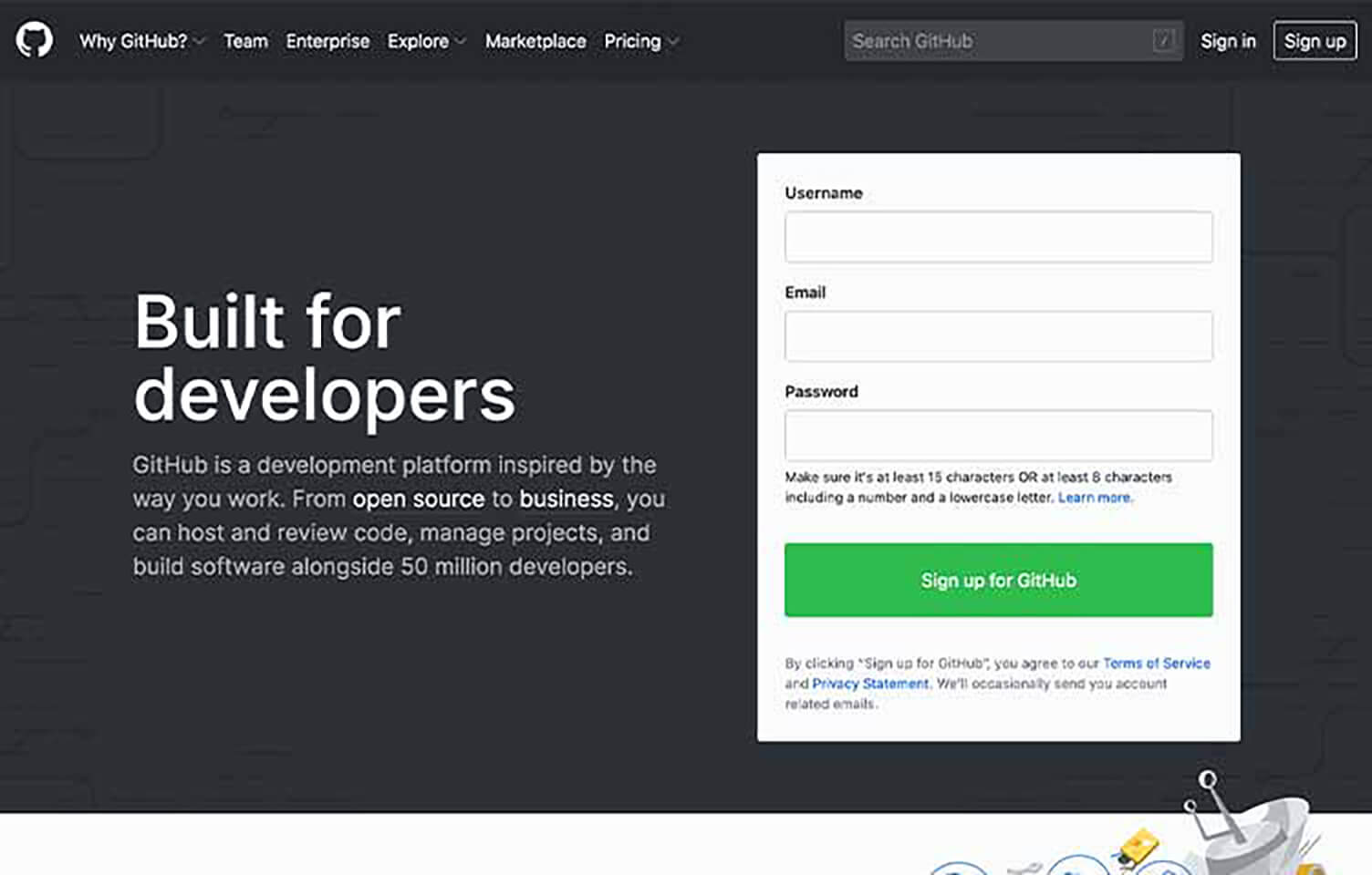 GitHubにユーザ登録しよう。