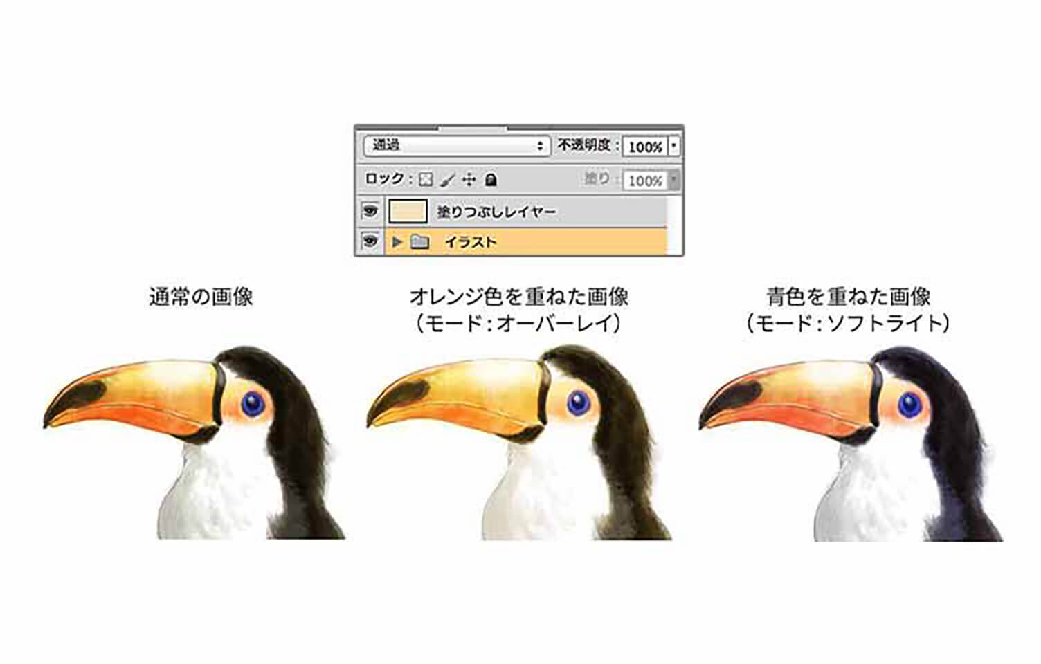 レイヤーモードで色をまとめる